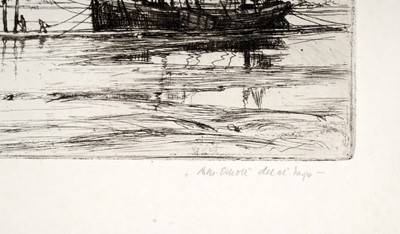 Lot 102 - Aileen Mary Elliott - Thames Barges and Quayside Poole | etchings