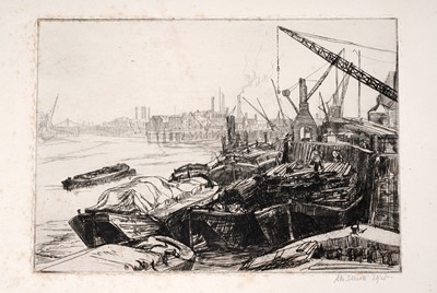 Lot 102 - Aileen Mary Elliott - Thames Barges and Quayside Poole | etchings
