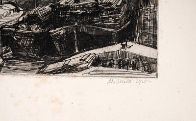 Lot 102 - Aileen Mary Elliott - Thames Barges and Quayside Poole | etchings