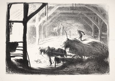 Lot 119 - George Soper - Unloading Hay in the Barn | lithograph