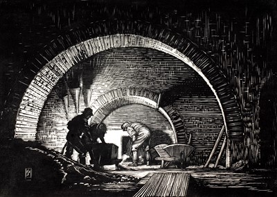 Lot 94 - Norman Thomas Janes - The Lime Kiln | woodcut