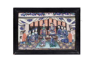 Lot 248 - Late 19th Century Chinese School - Court ceremony scene with seated figures | pith painting