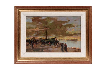 Lot 898 - Ken Maroney – Harbour with People | oil