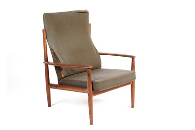 Lot 644 - Grete Jalk style: a mid-20th Century teak high back armchair