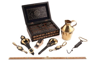 Lot 229 - An early 20th Century Anglo-Indian quill box; and a collection of brassware