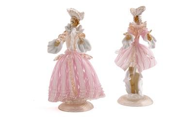 Lot 420 - A pair of Venetian glass figure