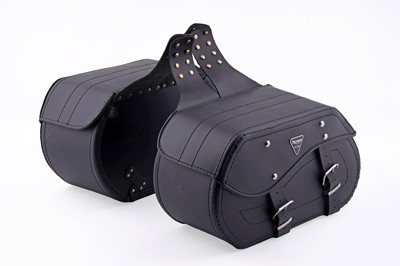 Lot 202 - A pair of black leather Triumph motorcycle panniers