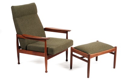 Lot 651 - A Guy Rogers afrormosia framed ‘Manhattan’ reclining armchair; and an A Younger footstool