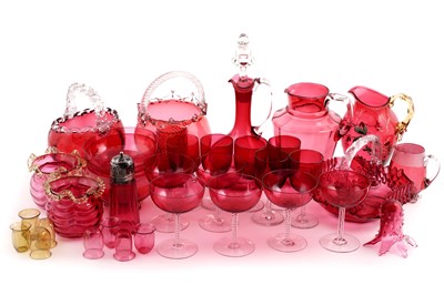 Lot 398 - A collection of late 19th and early 20th Century cranberry glass