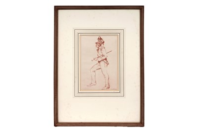 Lot 618 - Sir William Russell Flint - Bernard Clifton as the Recruiting Sergeant | pastel