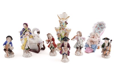 Lot 380 - A 20th Century Sitzendorf ‘Monkey Band’; and a selection of other continental ceramics