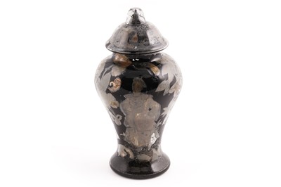 Lot 403 - A Victorian glass decalcomania apothecary jar