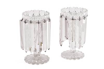Lot 411 - A pair of Victorian cut glass table lustres
