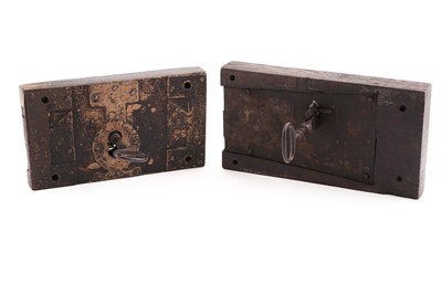 Lot 210 - Two substantial Georgian door locks and keys