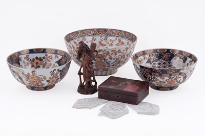 Lot 265 - Three late 20th Century Imari pattern bowls; and other items