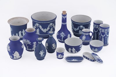 Lot 299 - A collection of 19th Century and later Wedgwood blue dip Jasperware