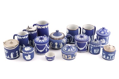 Lot 303 - A collection of 19th Century and later Wedgwood blue dip Jasperware