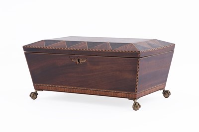 Lot 225 - A mid-19th Century inlaid walnut tea caddy