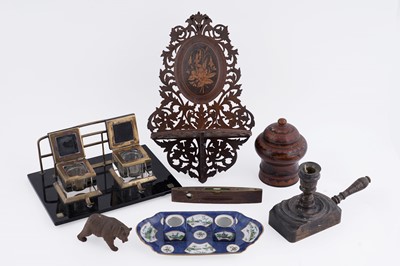 Lot 213 - An Art Deco desk companion; and other items