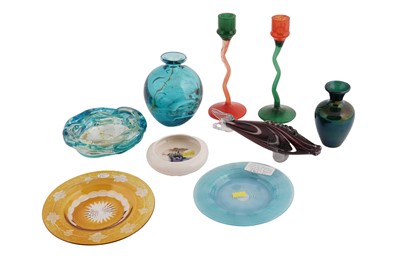Lot 418 - Moorcroft Iris dish, coloured glassware