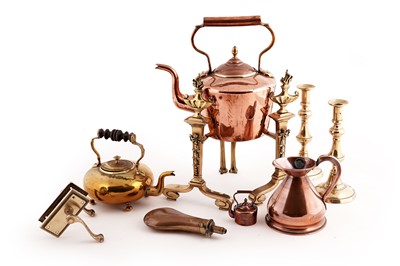 Lot 442 - A collection of mainly Victorian brass and copper ware