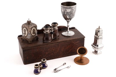 Lot 227 - A 19th Century oak box; and other silver/gilt items