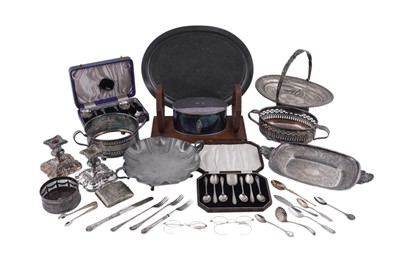 Lot 446 - A collection of Victorian and later silverplate, pewter, and other items