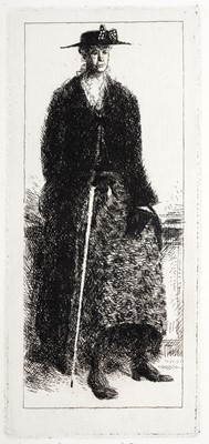 Lot 25 - Wilfred Fairclough - Seated lady with a stick | etching