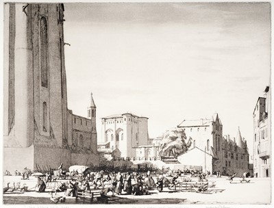 Lot 51 - Malcolm Osborne - The Goose Fair, Albi | etching