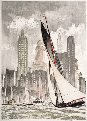 Lot 45 - Leon Rene Pescheret - Yachts, Chicago | etching