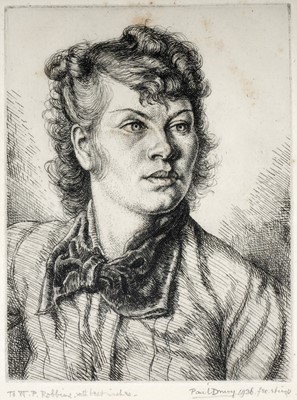 Lot 44 - Paul Drury - Lady with a Bow-Necked Blouse | etching