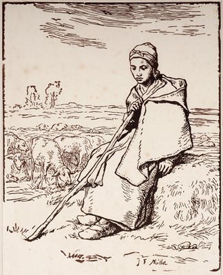 Lot 31 - Jean François Millet - Shepherdess Seated | woodcut