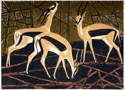 Lot 10 - James Thomas Armour Osborne - Gazelles | woodcut