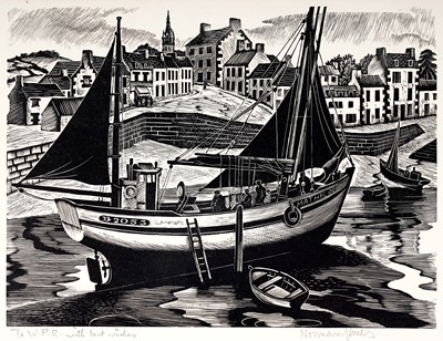 Lot 34 - Norman Thomas Janes - Tunny Boat, Brittany | wood engraving