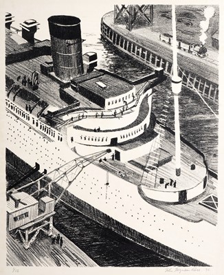 Lot 9 - John Ferguson Ross - Ocean liner from above | lithograph