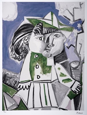 Lot 76 - After Pablo Picasso - Cubist portrait in blue and green | limited edition offset lithograph