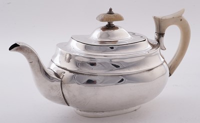 Lot 15 - A George V silver four piece tea service; and an Elizabeth II silver salver
