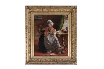 Lot 14 - George Augustus Holmes - Darning Socks | oil