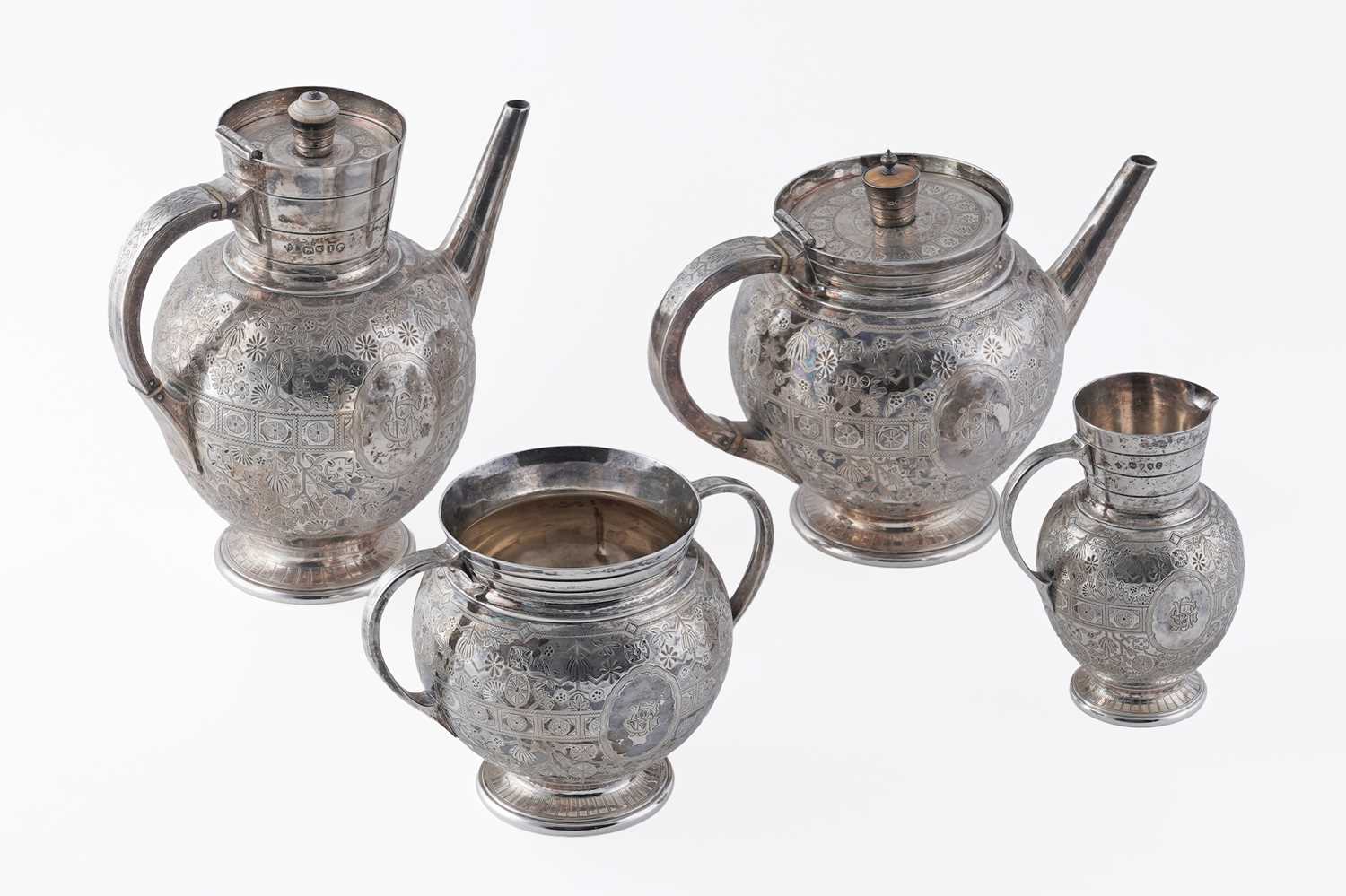 Lot 89 - A Victorian four-piece tea service, by Martin, Hall & Co