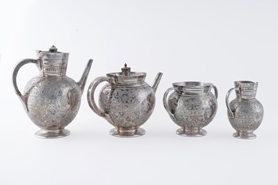 Lot 89 - A Victorian four-piece tea service, by Martin, Hall & Co