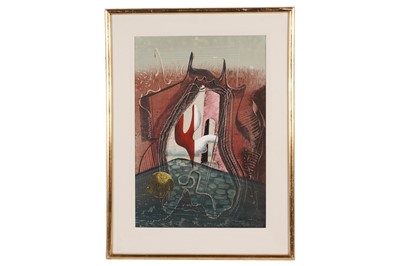 Lot 508 - John Tunnard - Matrix | watercolour over black chalk highlighted with scratching out