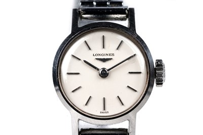 Lot 331 - A lady's Longines stainless steel cocktail watch, with original paper tag and box