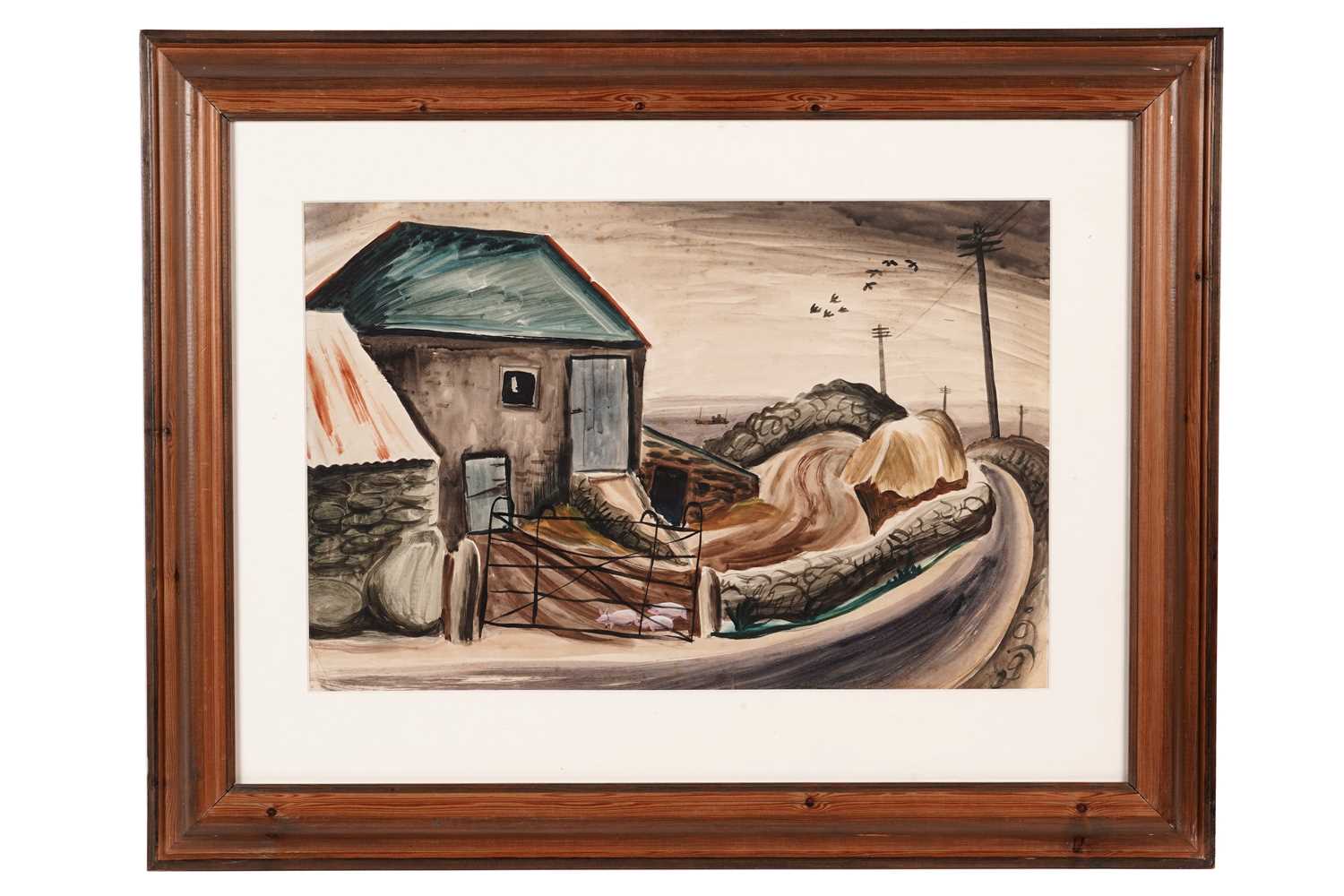 Lot 506 - John Tunnard - Farmyard | watercolour