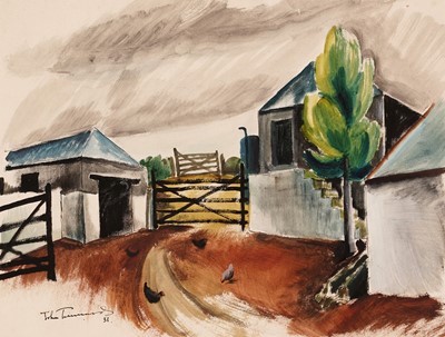 Lot 3 - John Tunnard - Farmyard 1931 | watercolour