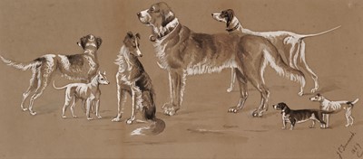 Lot 544 - John Charles Tunnard - Canine Studies | Ink wash and gouache