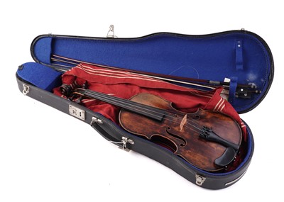 Lot 20 - A French violin stamped Moitessier; and two bows
