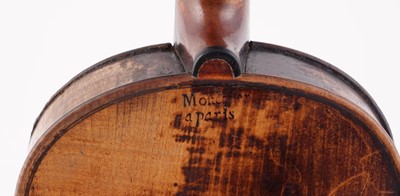 Lot 20 - A French violin stamped Moitessier; and two bows