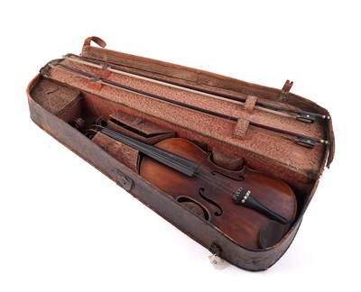 Lot 21 - A German violin and two bows