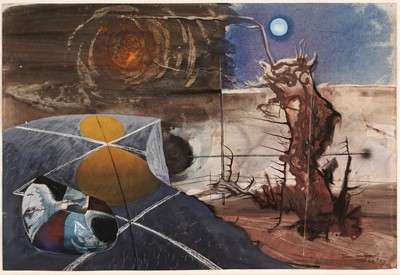 Lot 533 - John Tunnard - Blue Moon | gouache, pencil and charcoal