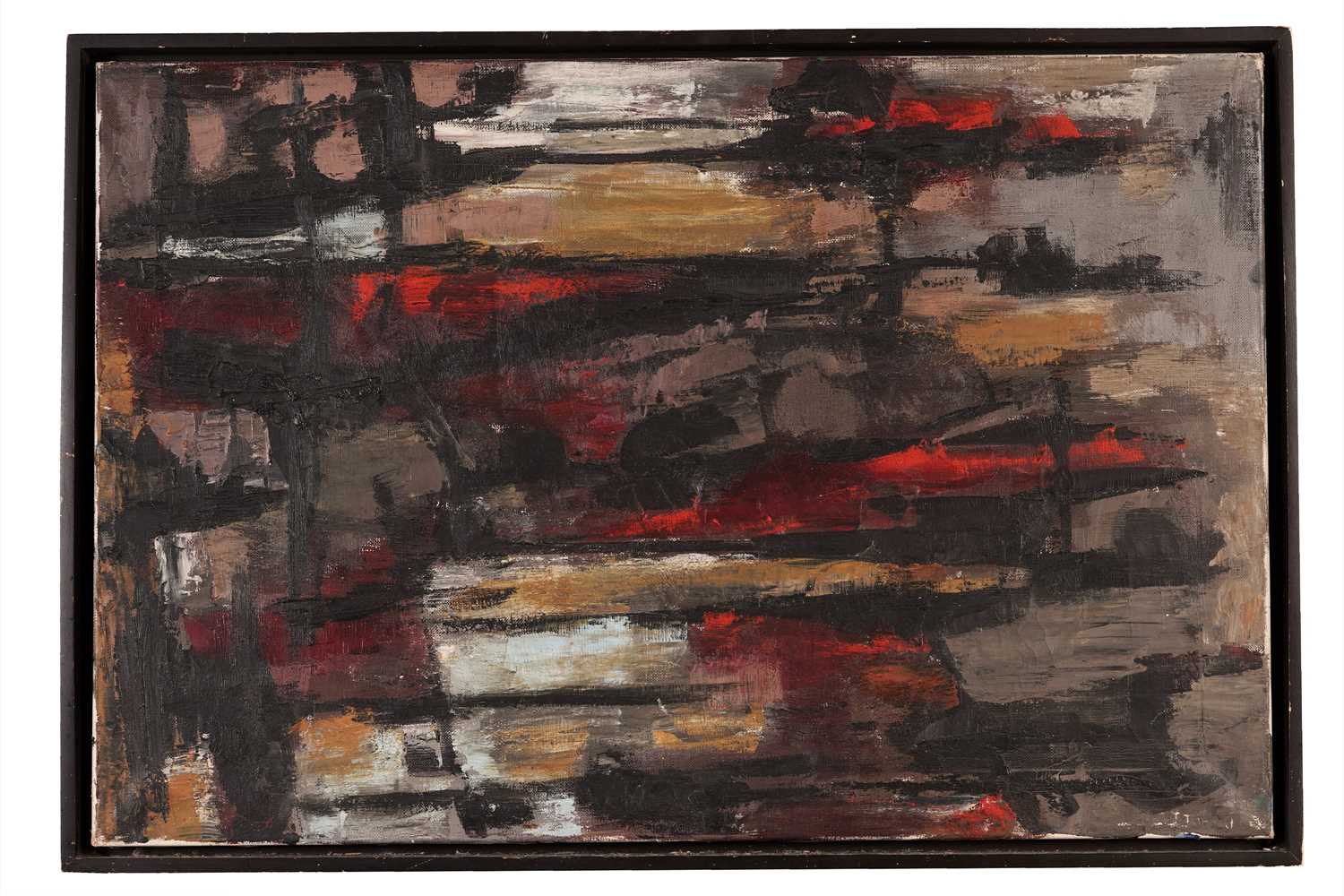 Lot 13 - In the manner of John Tunnard - Red & Black | oil